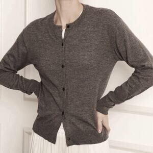 Naadam Women's Granite Fancy Cashmere Classic Cardigan Size M